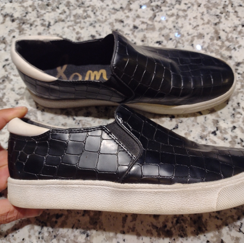 Sam Edelman Black Gator Sneakers
